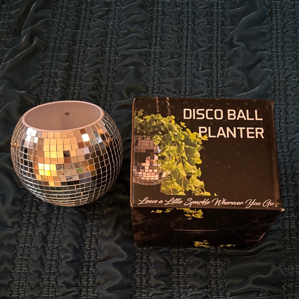 Reflective Silver Disco Ball Vase